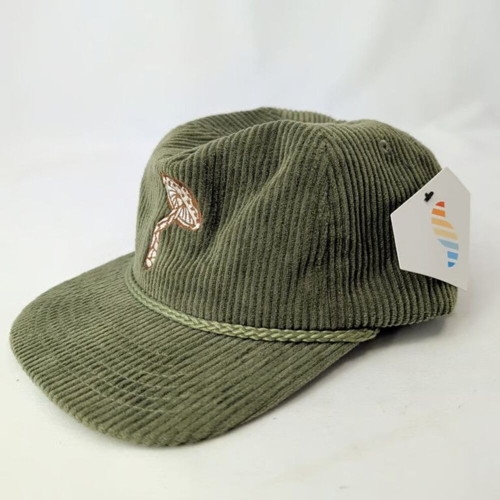 Snag Collective Mushroom Hat Corduroy Rope Olive Green Embroidered Snapback NWT - Picture 2 of 10